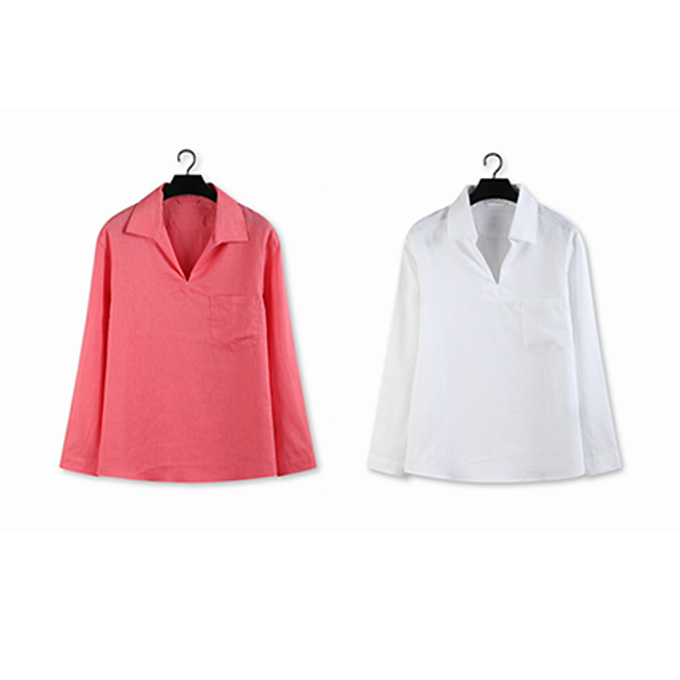 zegna oasi lino open collar v-neck linen shirt